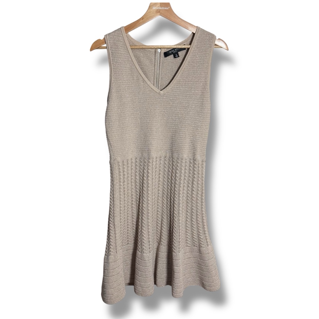 Nwt Nine West Crochet Knit Shimmery Sweater Dress
